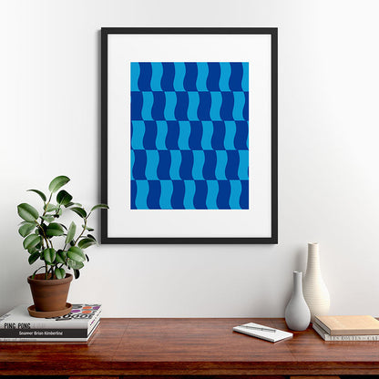 Cobalt Sky Wavy Blocks Framed Art Print Gallery Image 48