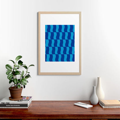 Cobalt Sky Wavy Blocks Framed Art Print Gallery Image 65