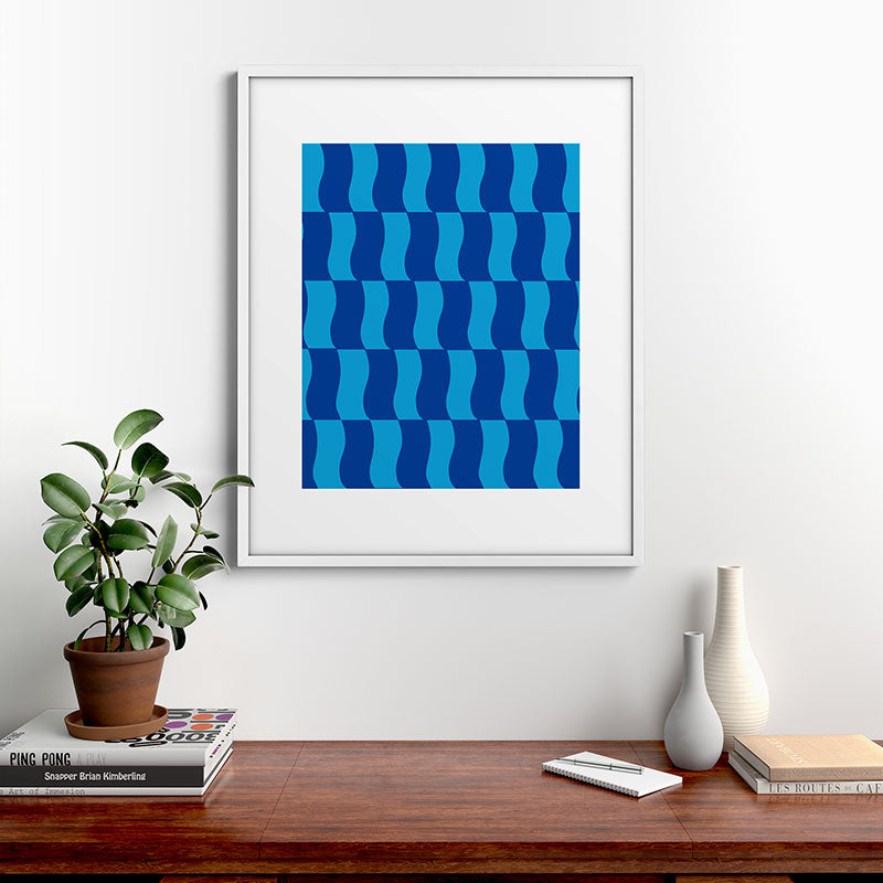 Cobalt Sky Wavy Blocks Framed Art Print Gallery Image 39