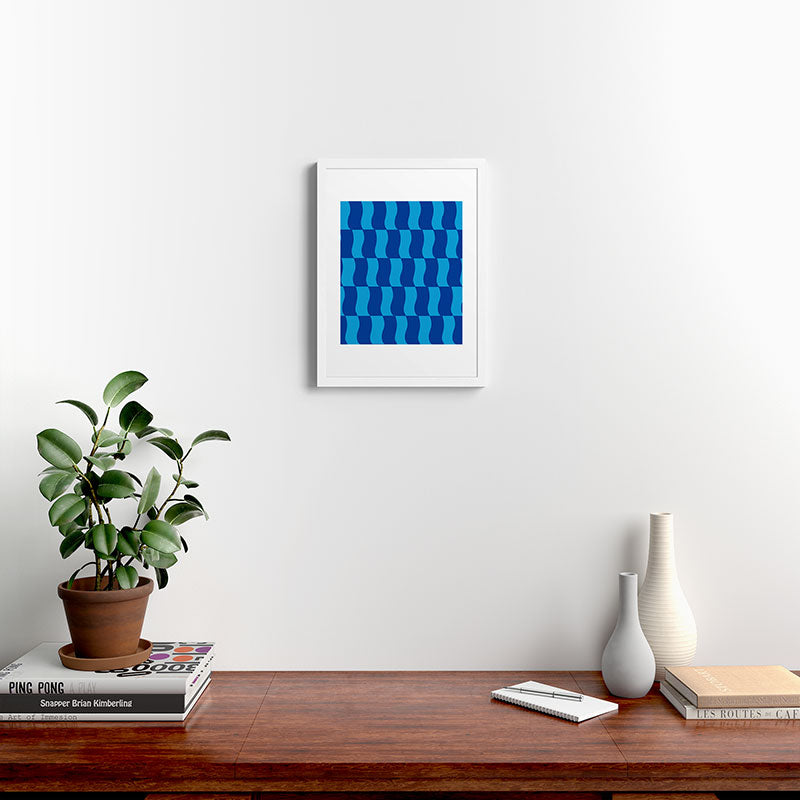 Cobalt Sky Wavy Blocks Framed Art Print Gallery Image 32