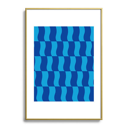 Cobalt Sky Wavy Blocks Framed Art Print Gallery Image 123