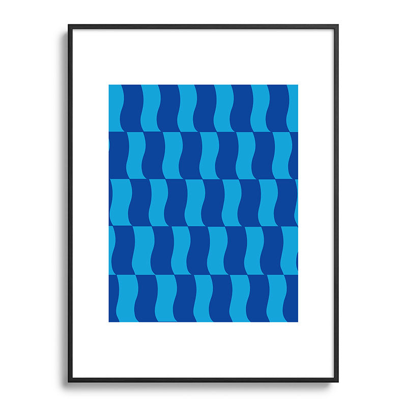 Cobalt Sky Wavy Blocks Framed Art Print Gallery Image 116