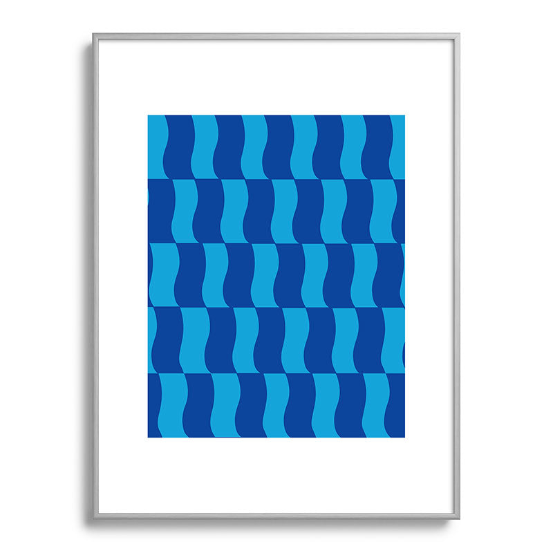 Cobalt Sky Wavy Blocks Framed Art Print Gallery Image 135