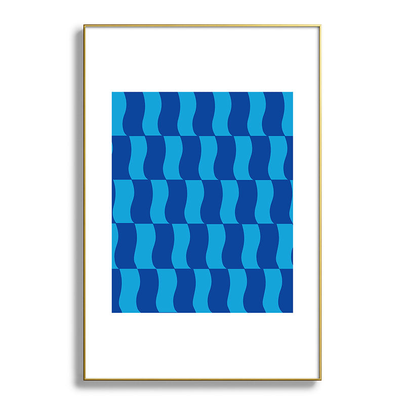 Cobalt Sky Wavy Blocks Framed Art Print Gallery Image 128