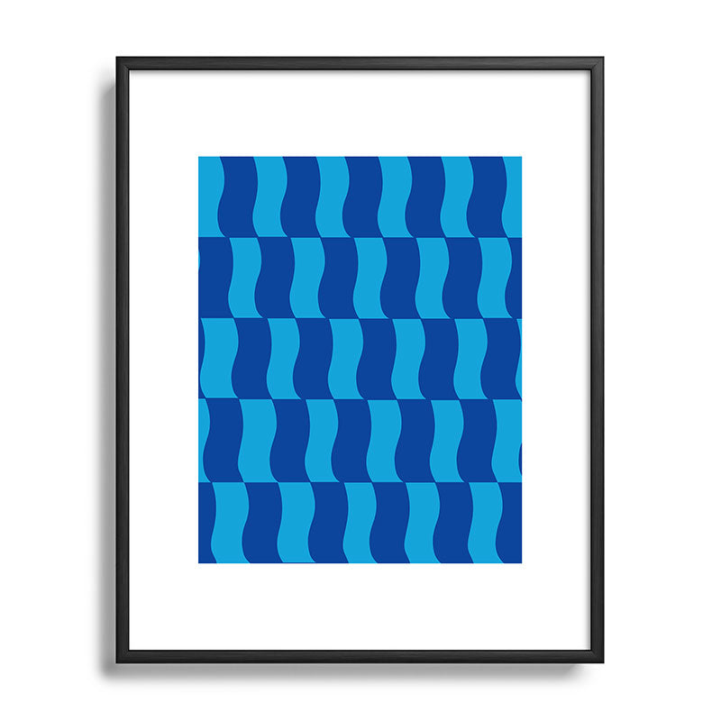 Cobalt Sky Wavy Blocks Framed Art Print Gallery Image 111