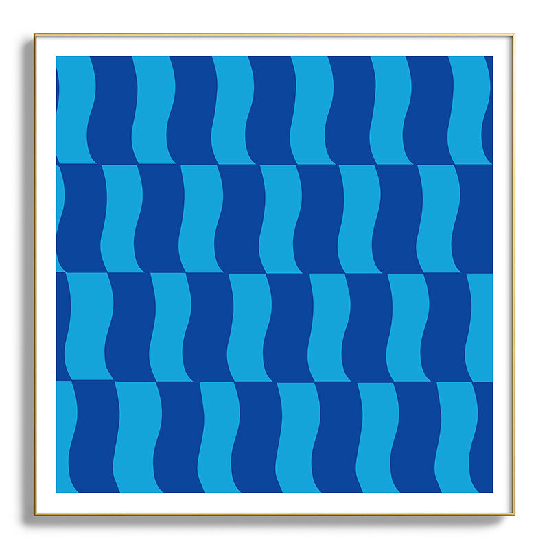 Cobalt Sky Wavy Blocks Framed Art Print Gallery Image 139