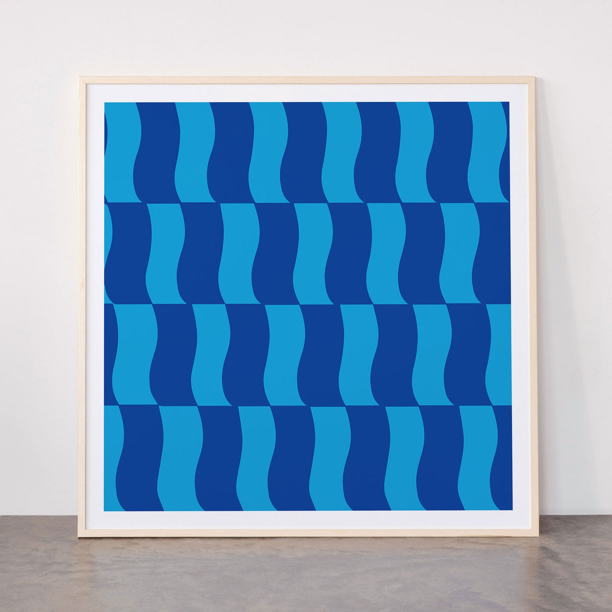 Cobalt Sky Wavy Blocks Framed Art Print Gallery Image 33