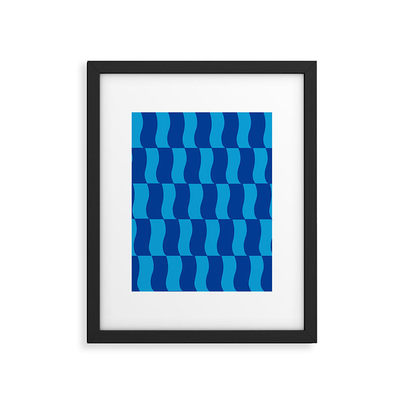 Cobalt Sky Wavy Blocks Framed Art Print Gallery Image 5