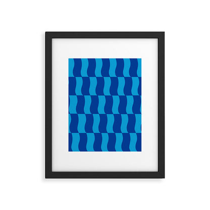 Cobalt Sky Wavy Blocks Framed Art Print Gallery Image 3