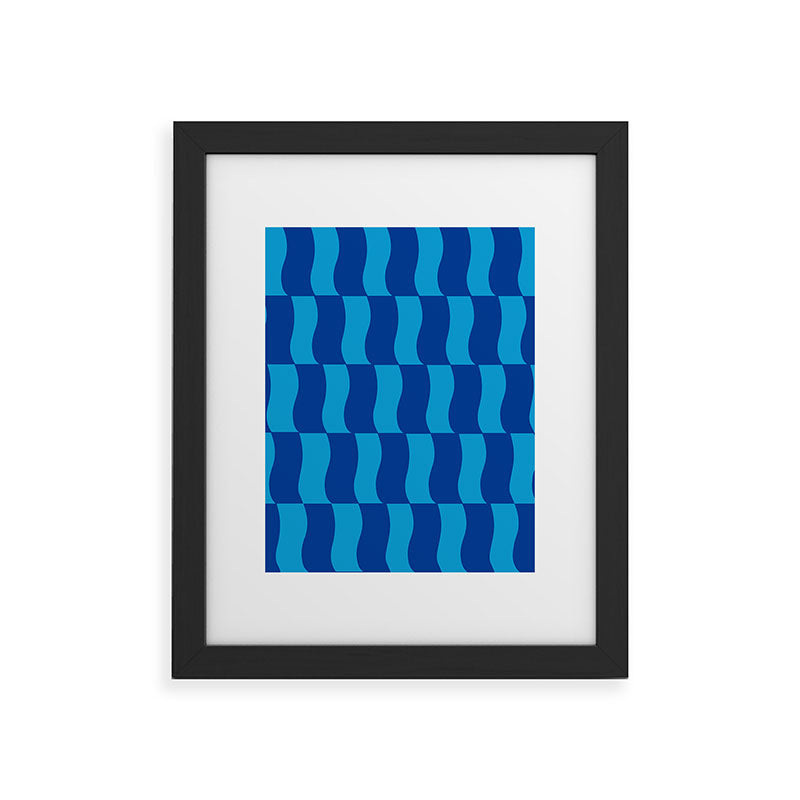 Cobalt Sky Wavy Blocks Framed Art Print Gallery Image 47