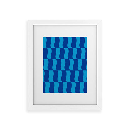 Cobalt Sky Wavy Blocks Framed Art Print Gallery Image 74