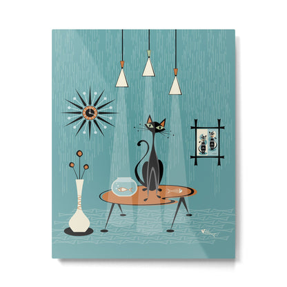 Mid Century Mishchief/ Cat Red Handed I Metal Print Gallery Image 4