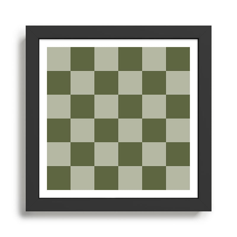 Checkered (Sage & Olive Green) Framed Art Print Gallery Image 1