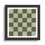 Checkered (Sage & Olive Green) Framed Art Print Gallery Image 1