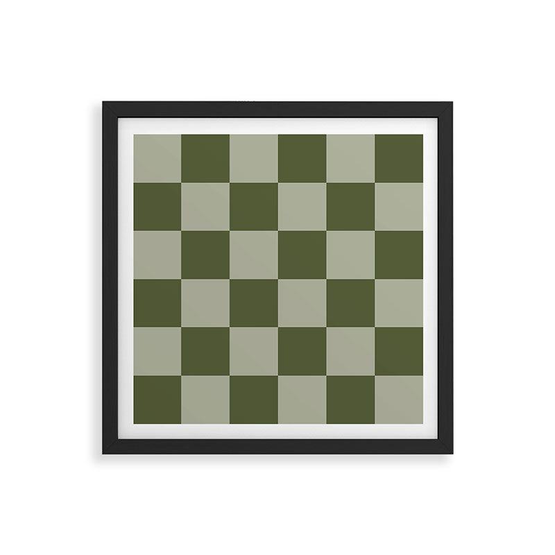 Checkered (Sage & Olive Green) Framed Art Print Gallery Image 2
