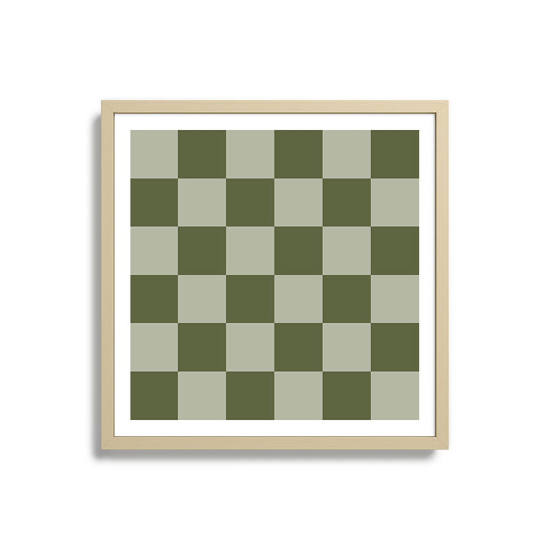 Checkered (Sage & Olive Green) Framed Art Print Gallery Image 8