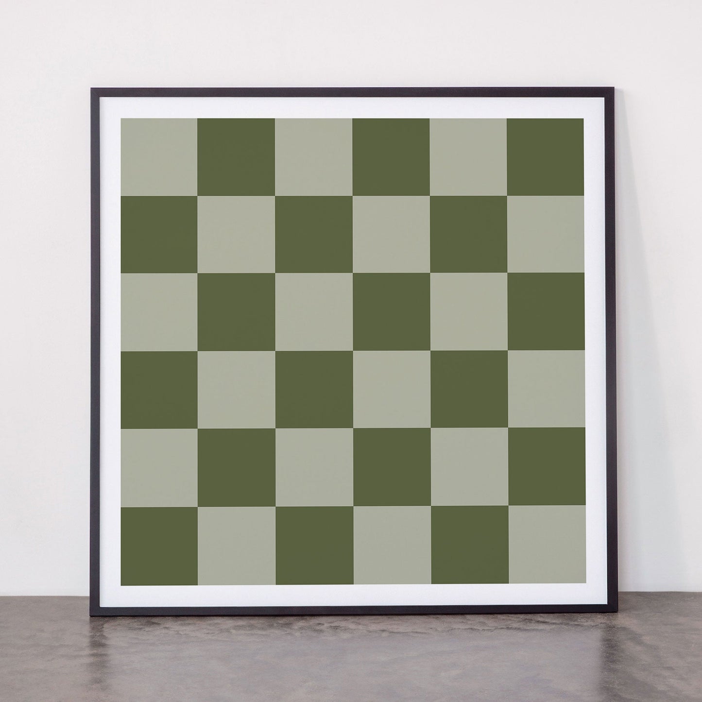 Checkered (Sage & Olive Green) Framed Art Print Gallery Image 3