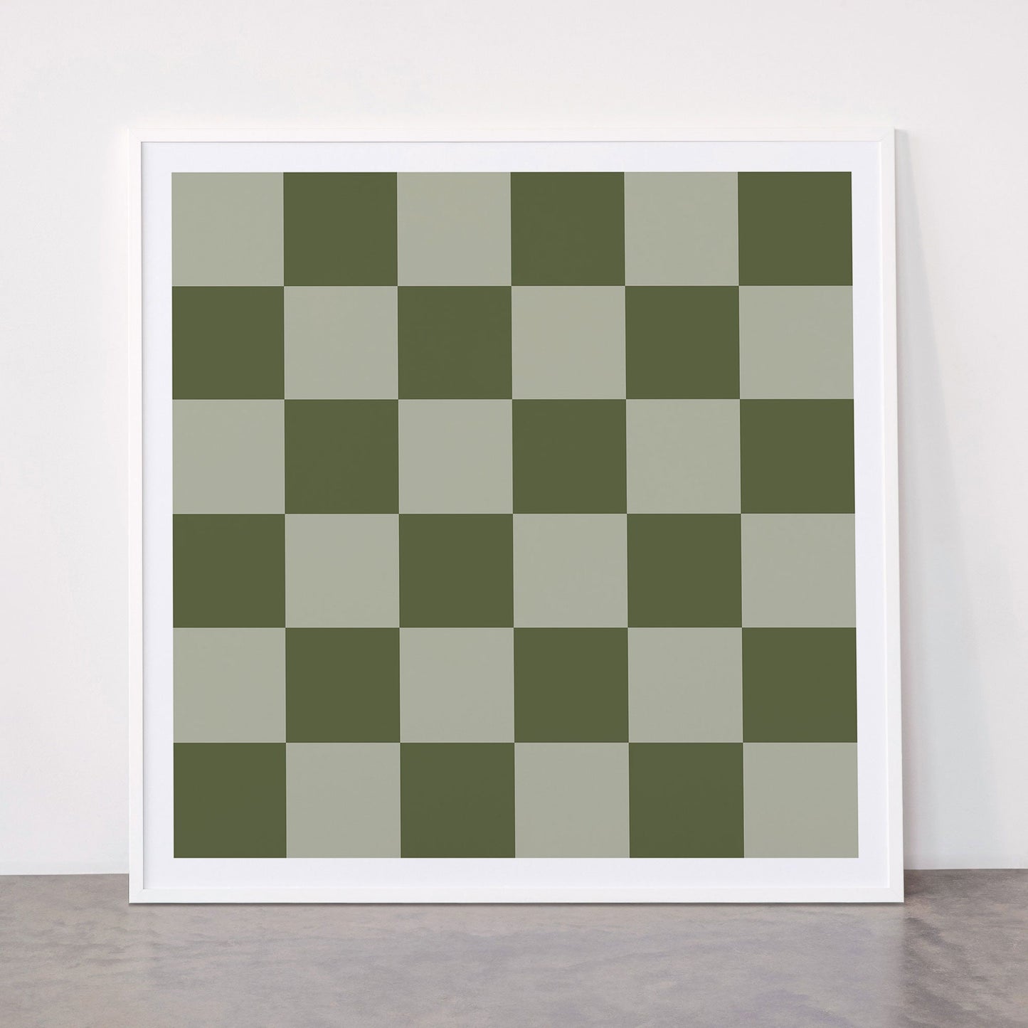 Checkered (Sage & Olive Green) Framed Art Print Gallery Image 12