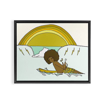 "buttons" kaluhiokalani 70s surf legend // retro surf art by surfy birdy Framed Canvas Print Gallery Image 5