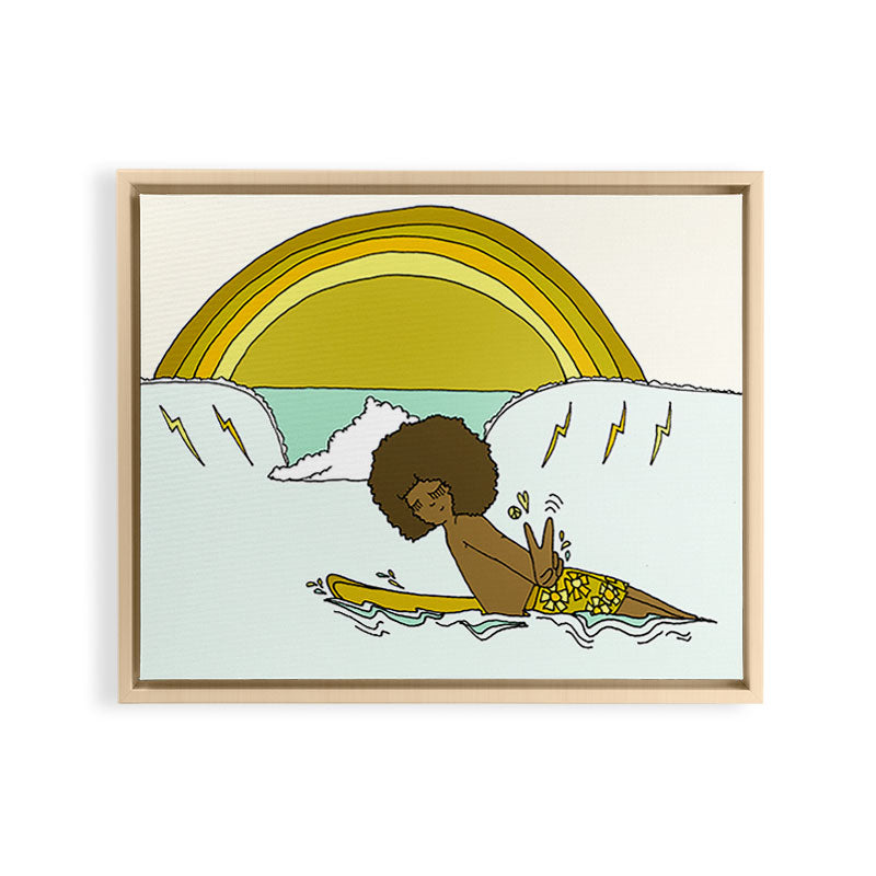 "buttons" kaluhiokalani 70s surf legend // retro surf art by surfy birdy Framed Canvas Print Gallery Image 13