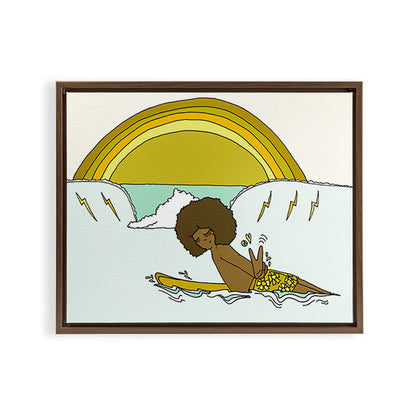 "buttons" kaluhiokalani 70s surf legend // retro surf art by surfy birdy Framed Canvas Print Gallery Image 12