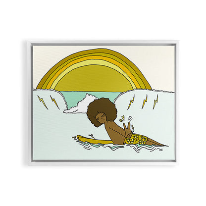 "buttons" kaluhiokalani 70s surf legend // retro surf art by surfy birdy Framed Canvas Print Gallery Image 21