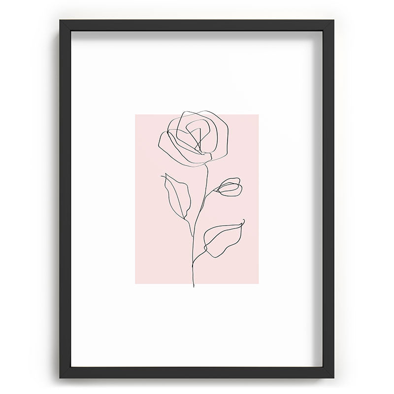 Botanical Line Art, Line Rose, Pink Wall Art, Minimalist Modern Art by Synplus Framed Art Print Gallery Image 60