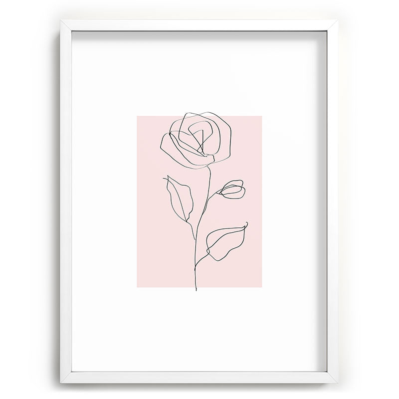 Botanical Line Art, Line Rose, Pink Wall Art, Minimalist Modern Art by Synplus Framed Art Print Gallery Image 78