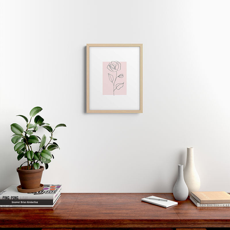 Botanical Line Art, Line Rose, Pink Wall Art, Minimalist Modern Art by Synplus Framed Art Print Gallery Image 18