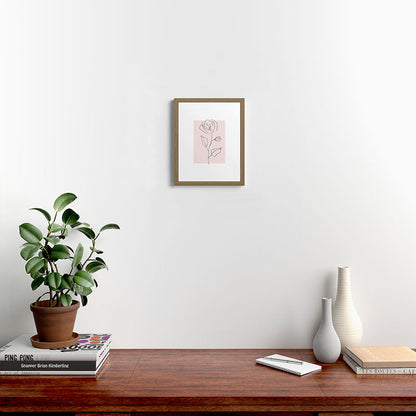 Botanical Line Art, Line Rose, Pink Wall Art, Minimalist Modern Art by Synplus Framed Art Print Gallery Image 9