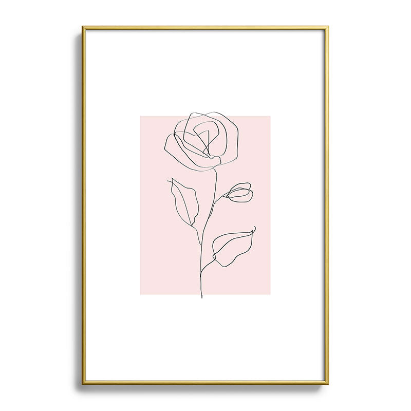 Botanical Line Art, Line Rose, Pink Wall Art, Minimalist Modern Art by Synplus Framed Art Print Gallery Image 90