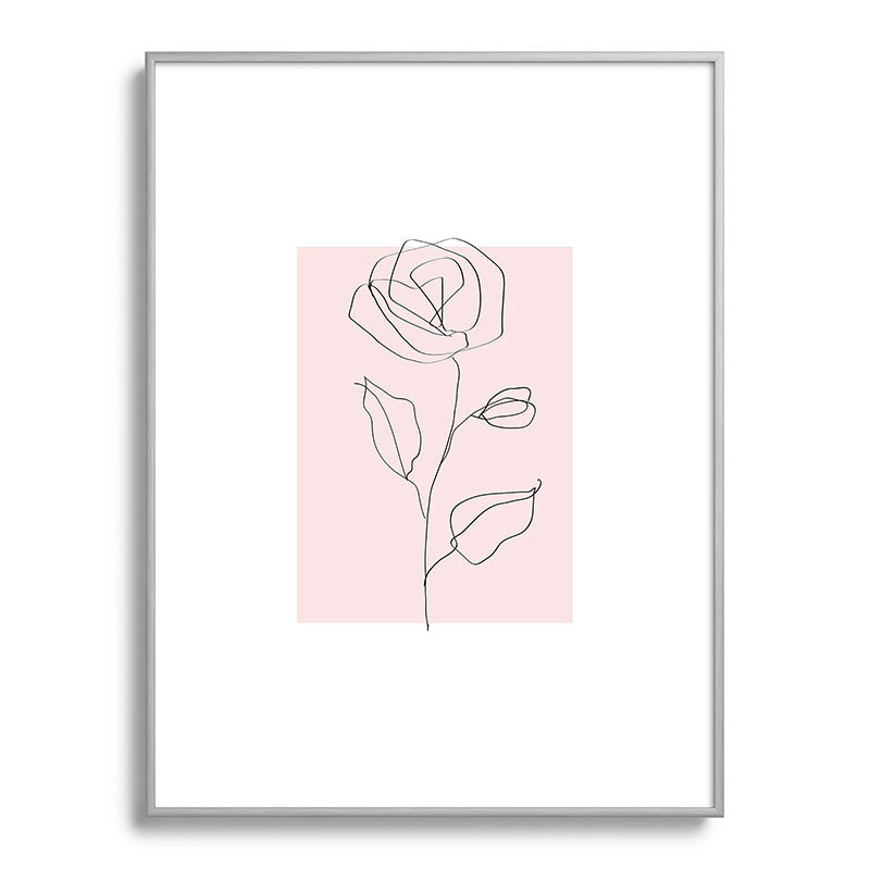 Botanical Line Art, Line Rose, Pink Wall Art, Minimalist Modern Art by Synplus Framed Art Print Gallery Image 98