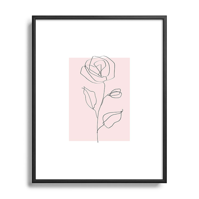 Botanical Line Art, Line Rose, Pink Wall Art, Minimalist Modern Art by Synplus Framed Art Print Gallery Image 81