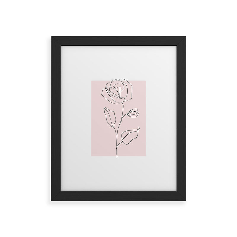 Botanical Line Art, Line Rose, Pink Wall Art, Minimalist Modern Art by Synplus Framed Art Print Gallery Image 29