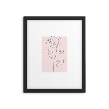 Botanical Line Art, Line Rose, Pink Wall Art, Minimalist Modern Art by Synplus Framed Art Print Gallery Image 4