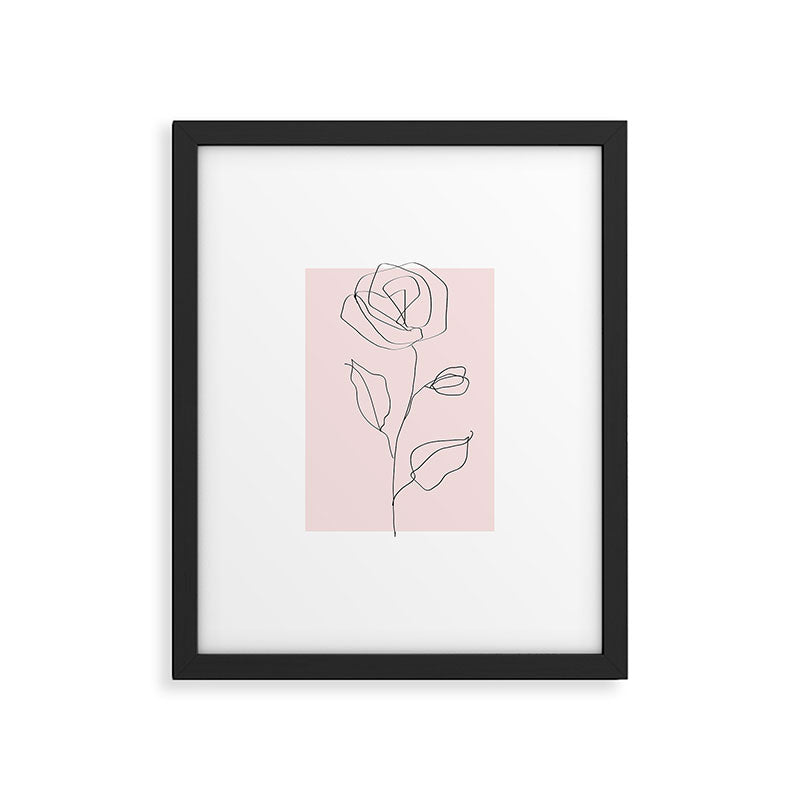 Botanical Line Art, Line Rose, Pink Wall Art, Minimalist Modern Art by Synplus Framed Art Print Gallery Image 2
