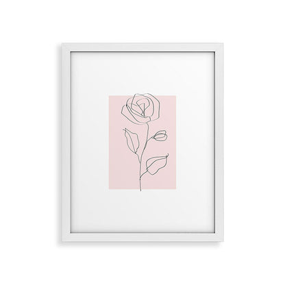 Botanical Line Art, Line Rose, Pink Wall Art, Minimalist Modern Art by Synplus Framed Art Print Gallery Image 26