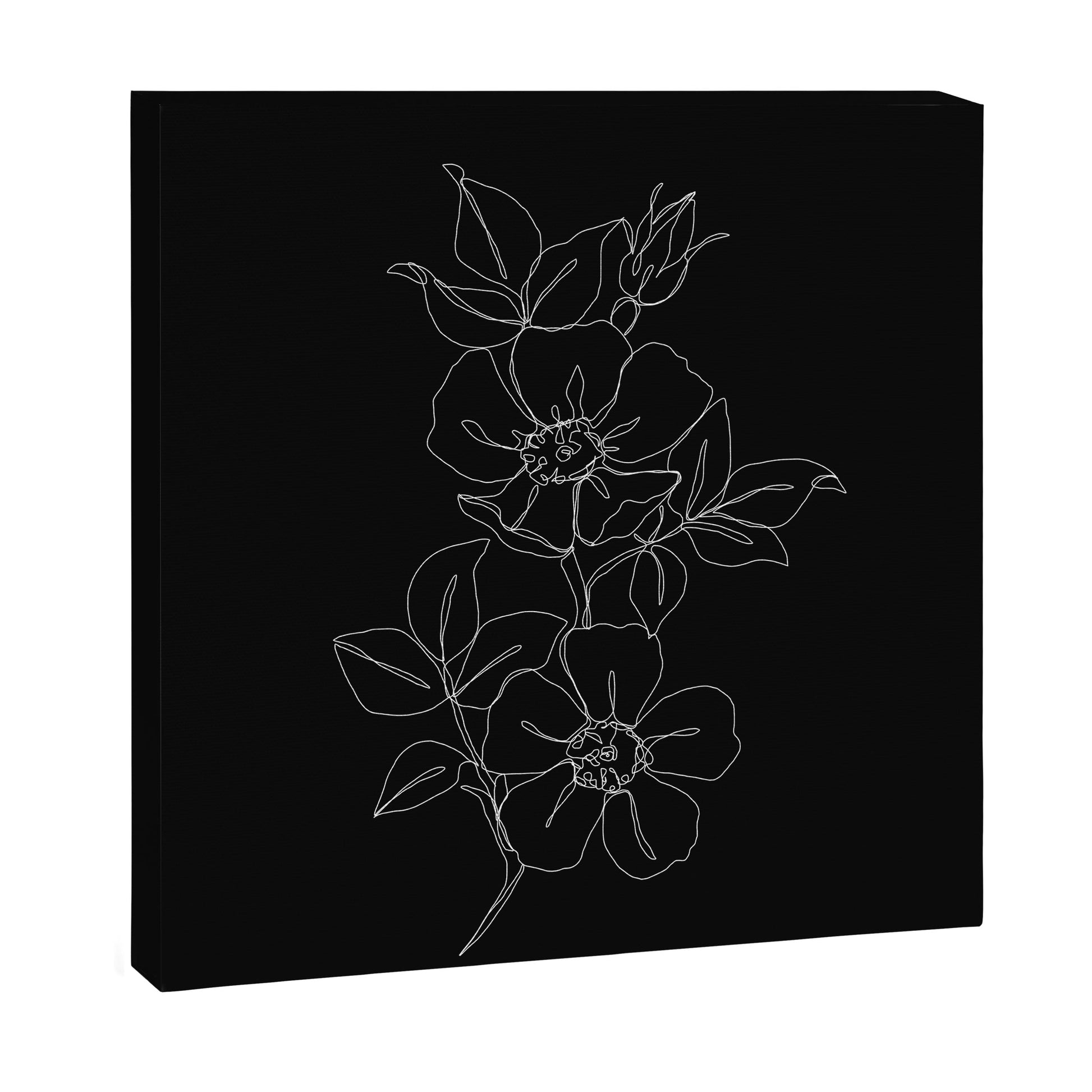 Botanical illustration one line drawing - Rose Black Canvas Print Gallery Image 6