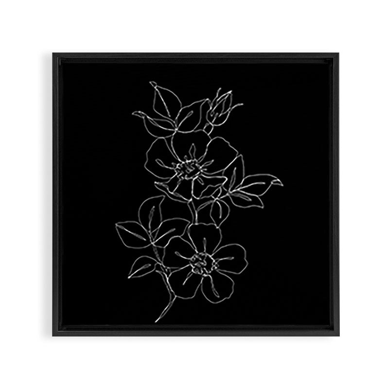 Botanical illustration one line drawing - Rose Black Framed Canvas Print Gallery Image 9