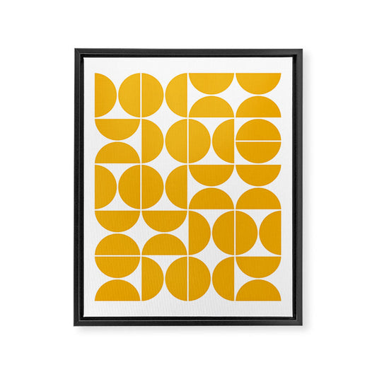 Mid Century Modern Geometric 04 Yellow Framed Canvas Print Gallery Image 2