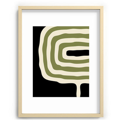 Abstract Geometric Rings 234 Black Olive Green and Beige Framed Art Print Gallery Image 100