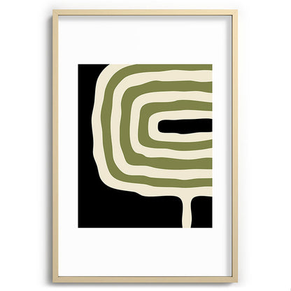 Abstract Geometric Rings 234 Black Olive Green and Beige Framed Art Print Gallery Image 102