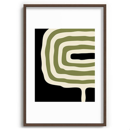 Abstract Geometric Rings 234 Black Olive Green and Beige Framed Art Print Gallery Image 94