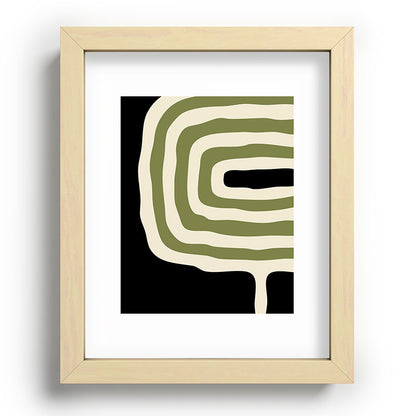 Abstract Geometric Rings 234 Black Olive Green and Beige Framed Art Print Gallery Image 96