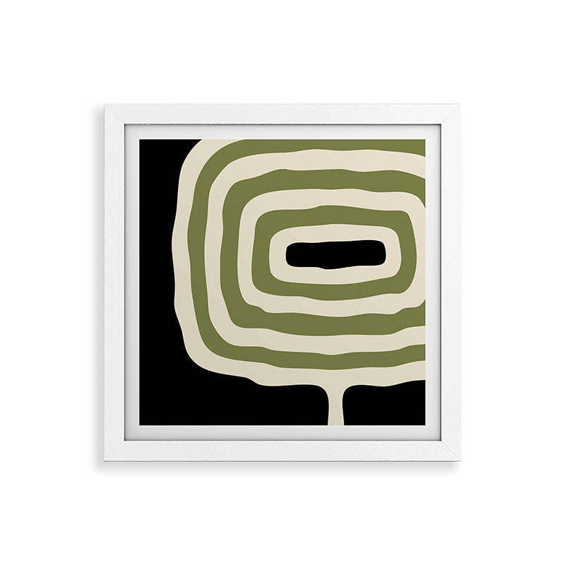Abstract Geometric Rings 234 Black Olive Green and Beige Framed Art Print Gallery Image 82