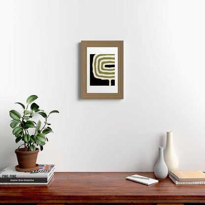 Abstract Geometric Rings 234 Black Olive Green and Beige Framed Art Print Gallery Image 52