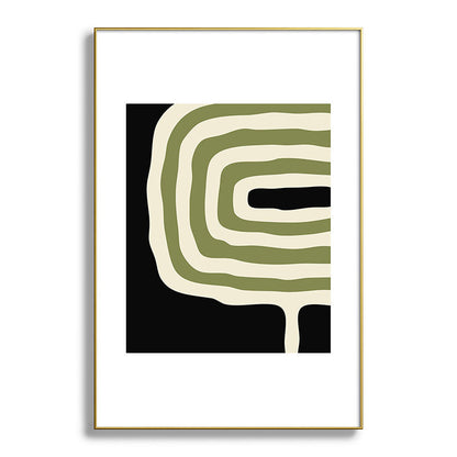 Abstract Geometric Rings 234 Black Olive Green and Beige Framed Art Print Gallery Image 128