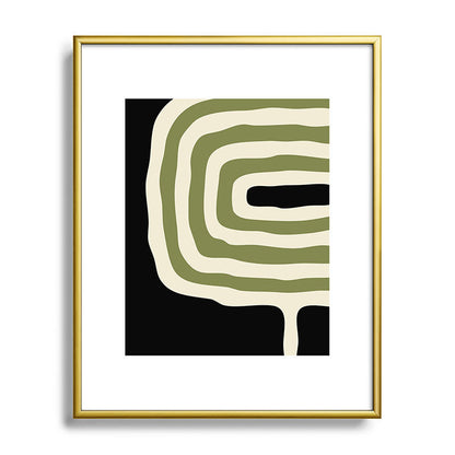 Abstract Geometric Rings 234 Black Olive Green and Beige Framed Art Print Gallery Image 120