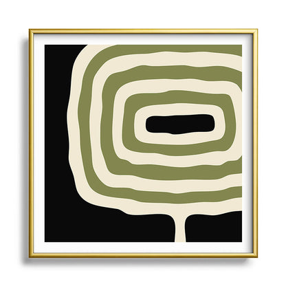 Abstract Geometric Rings 234 Black Olive Green and Beige Framed Art Print Gallery Image 133