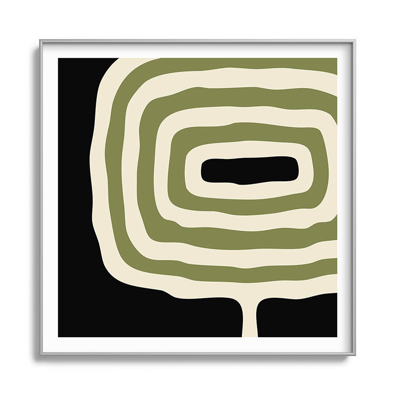 Abstract Geometric Rings 234 Black Olive Green and Beige Framed Art Print Gallery Image 141